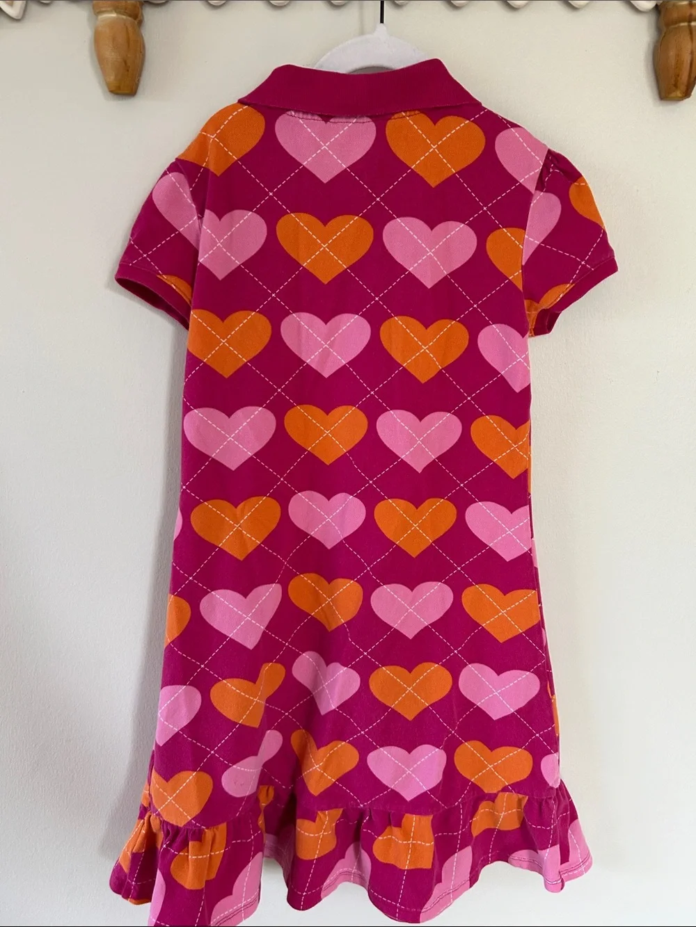 Old Navy Pink Polo Dress with Orange & Light Pink Hearts